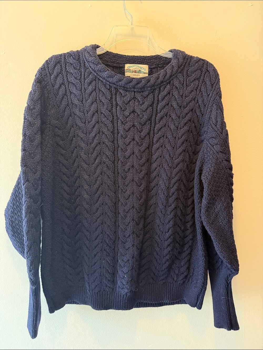 Aran Crafts Navy Cable Crewneck Sweater